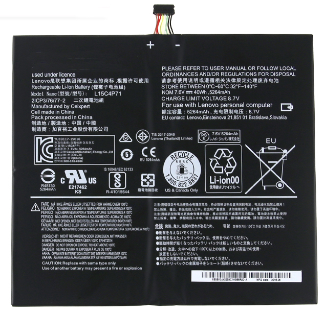 Kompatibel Bærbar PC batteri til Lenovo Miix-4-6Y75 Kompatibel Bærbar PC batteri Lenovo til Miix-4-6Y75